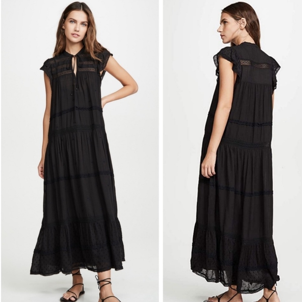 Free people sheer black midi dress